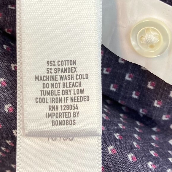 Bonobos Navy Blue Stretch Tailored Fit Long Sleeve Button Down Shirt Size 15-34 - Picture 7 of 8